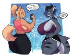  anthro big_breasts big_butt breasts butt canid canine canis char_(nonarycubed) dababy dababy_pose domestic_dog duo female fish fur hair hi_res huge_breasts huge_butt huge_hips mammal marine minami_(remanedur) phone ponytail remanedur scalie shark shiba_inu spitz thick_thighs wide_hips 