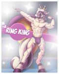  absurd_res anthro bulge cape clothing cocaine_(artist) crown equid equine flexing hi_res looking_at_viewer male mammal mask muscular muscular_male ring ring_king smile solo speedo swimwear wrestler zebra 
