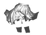  1girl blending commentary_request cropped_legs grey_background greyscale highres mitsuki3s_kir monochrome original pleated_skirt romaji_commentary simple_background sketch skirt solo thighhighs zettai_ryouiki 