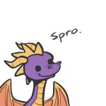  1:1 activision advos anthro black_eyes digital_media_(artwork) dragon hi_res horn male membrane_(anatomy) membranous_wings purple_body scales scalie simple_background smile solo spikes spikes_(anatomy) spyro spyro_the_dragon text video_games western_dragon wings yellow_body yellow_scales yellow_wings 