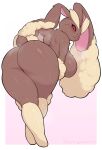  anthro anthrofied bent_over big_breasts big_butt black_sclera bodily_fluids breasts butt crossed_legs digital_media_(artwork) female gamukami hanging_breasts hi_res looking_back lopunny musk_clouds nintendo nude pink_nose pok&eacute;mon pok&eacute;mon_(species) rear_view red_eyes solo sweat sweaty_breasts sweaty_butt thick_thighs video_games walking 