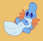  blue_body female fhsley genitals looking_at_viewer mudkip nintendo pok&eacute;mon pok&eacute;mon_(species) pussy simple_background solo video_games yellow_background 