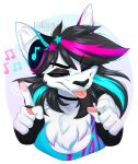  2022 5_fingers anthro black_hair black_nose breasts claws clothed clothing digital_media_(artwork) domestic_cat ei-ka eyebrows eyelashes eyes_closed felid feline felis female fingers hair hi_res mammal open_mouth smile solo teeth tongue 