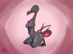  arms_in_front breasts crouching digital_media_(artwork) female hi_res hiding_pussy looking_at_viewer nintendo non-mammal_breasts pinup pok&eacute;mon pok&eacute;mon_(species) pose salazzle solo video_games vike_mike 
