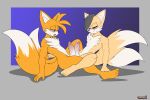  2_tails absurd_res angry anthro archie_comics black_hair bodily_fluids canid canine chest_fur duo fox frottage fur genital_fluids genitals hair hi_res male male/male mammal miles_(anti-tails) miles_prower multi_tail penis precum secretly_loves_it sega sex sonic_the_hedgehog_(archie) sonic_the_hedgehog_(comics) sonic_the_hedgehog_(series) sweat vellvetfoxie yellow_body yellow_fur 