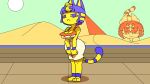  2022 2d_animation 3_toes animal_crossing animated ankha_(animal_crossing) anthro big_breasts blue_body blue_eyes blue_fur blue_hair breasts cleavage clothed clothing digital_media_(artwork) domestic_cat dress egyptian egyptian_clothing feet felid feline felis female fingers flexible front_view fur genitals hair hand_on_leg headdress heart_pubes hi_res leg_grab looking_at_viewer mammal markings multicolored_body multicolored_fur nintendo one_leg_up pawpads pink_pawpads pubes pussy pyramid raised_leg sand shadow short_playtime solo splits spread_legs spreading standing striped_markings striped_tail stripes sun tail_markings thebombshell5 toes uraeus video_games yellow_body yellow_fur 