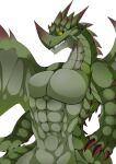  abs amber_eyes anthro anthrofied biceps black_sclera capcom claws countershade_torso countershading dragon dragonryuusuki espinas flying_wyvern glowing glowing_eyes green_body green_scales hi_res horn male membrane_(anatomy) membranous_wings monster_hunter muscular muscular_anthro muscular_arms muscular_male nude pecs scales scalie smile solo spikes spikes_(anatomy) spines teeth thorns video_games winged_arms wings 