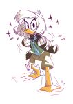  2019 4_fingers anatid anseriform anthro avian beak bird clothed clothing della_duck disney duck ducktales ducktales_(2017) female fingers hair looking_at_viewer membrane_(anatomy) miyakoriee scarf simple_background solo webbed_feet white_background 