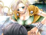  1girl bianca blonde_hair blue_eyes blush braid breasts cape censored dragon_quest dragon_quest_v dress earrings hero_(dq5) hetero huge_breasts jewelry long_hair nipples non-web_source penis see-through sex single_braid vaginal water wet wet_clothes 