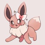  2022 ambiguous_gender blush blush_lines bow_(disambiguation) brown_body brown_eyes brown_fur cute_fangs dipstick_tail eevee feral fur head_tuft hi_res kemono looking_up markings neck_tuft nintendo open_mouth park_horang pok&eacute;mon pok&eacute;mon_(species) shaded simple_shading solo sparkles tail_markings tuft video_games white_bow 