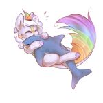  absurd_res ambiguous_gender asian_mythology chinese_mythology east_asian_mythology embrace fan_character feral happy hasbro hi_res hooves horn hug kirin long_tail mirroredsea multicolored_horn multicolored_tail my_little_pony mythology pink_body plushie rainbow_horn rainbow_tail shark_plush simple_background smile white_background ych_result 