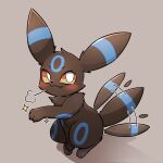 &gt;:3 1:1 2022 ambiguous_gender black_body black_fur blue_markings blush blush_lines brown_eyes claws cute_fangs eeveelution feral fluffy fur furrowed_brow grey_background hi_res kemono looking_away markings neck_tuft nintendo park_horang paws pok&eacute;mon pok&eacute;mon_(species) raised_paw ring_(marking) shaded shiny_pok&eacute;mon simple_background simple_shading sitting solo sparkles tail_motion tailwag tuft umbreon video_games 