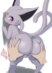  2022 anus bestiality blush bodily_fluids butt butt_grab censored cute_fangs disembodied_hand eeveelution espeon female female_focus feral feral_focus forehead_gem fur genitals grey_body grey_fur hand_on_butt hi_res human human_on_feral ineffective_censorship interspecies japanese_text kemono koorinezumi looking_back mammal mosaic_censorship nintendo onomatopoeia open_mouth paws pok&eacute;mon pok&eacute;mon_(species) pok&eacute;philia purple_eyes pussy quadruped solo_focus sound_effects spread_pussy spreading sweat sweatdrop text translation_request video_games 