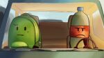 16:9 ambiguous_gender angry animate_inanimate backpack bryce_hansen detailed_background driving duo green_backpack liam_plecak palescat shaded soda_bottle text vehicle widescreen 
