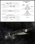  3d absurdres afterburner commentary concept_art eve_online glowing greyscale highres jet_engine lineart machinery military military_vehicle monochrome multiple_views no_humans nym182 original realistic rocket_engine science_fiction ship sky space spacecraft star_(sky) starry_sky warship watercraft window 