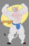  absurd_res anthro asterion_(minotaur_hotel) bottomwear bovid bovine bulge clothing european_mythology facial_piercing flexing_both_biceps greek_mythology grin hi_res loincloth looking_at_viewer male mammal minotaur minotaur_hotel muscular muscular_male mythology nose_piercing nose_ring okrizo831 pecs piercing smile solo standing 