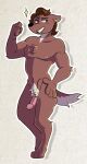  anthro battycat fur_pubes genitals hair herbert_(battycat) male mammal mustela mustelid musteline nipples nude penis pose solo true_musteline 