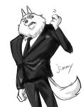  arctic_wolf canid canine canis clothing eyebrows fist hi_res illumination_entertainment inu_draws male mammal necktie simple_background sing_(movie) solo suit text white_background wolf 