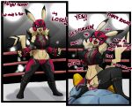  anthro big_breasts bodily_fluids breasts clothed clothed_sex clothing clothing_aside cosplay_pikachu_(costume) cowgirl_position diamond_grenadier dominant dominant_female duo female female_on_top fighting_ring from_front_position genital_fluids hi_res lucha_libre_mask machoke male male/female mask nintendo on_bottom on_top panties panties_aside penetration pikachu pikachu_libre pok&eacute;mon pok&eacute;mon_(species) profanity pussy_juice red_eyes red_outfit sex sports_mask sportswear sweat underwear underwear_aside vaginal vaginal_penetration video_games wrestling_mask 