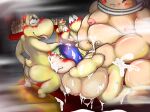  2022 anthro belly blush bodily_fluids cum genital_fluids group group_sex hi_res koopa koopa_troopa koopaling ludwig_von_koopa male male/male mario_bros nintendo nipples overweight scalie sex threesome video_games yamausagi0619 young 