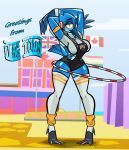  animate_inanimate anthro avian aygee belle_(aygee) bird blue_jay clothing corvid exercise female hi_res inflatable jay_(bird) legwear living_inflatable new_world_jay oscine overalls passerine rubber shirt solo stockings topwear workout workout_clothing 