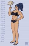  blue_hair bra clothing eyewear female flip_flops footwear glasses hair hi_res human mammal metric_unit mila_the_shark muscular sandals scar solo sport sports_bra underwear volleyball 