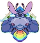  2022 6/26 abs alien antennae_(anatomy) anthro anthrofied beach big_bulge big_ears big_muscles big_nipples biped black_claws blue_body blue_fur blue_nose bulge claws clothing digital_drawing_(artwork) digital_media_(artwork) dipstick_antennae disney english_text erect_nipples experiment_(lilo_and_stitch) front_view fur hands_on_hips head_tuft hi_res huge_bulge huge_muscles hyper hyper_bulge kokoro-doll lgbt_history_month lgbt_pride lilo_and_stitch looking_at_viewer male multicolored_antennae muscular nipples notched_ear outline palm_tree pecs plant pride_color_clothing pride_color_swimwear pride_colors rainbow_pride_colors seaside solo stitch_(lilo_and_stitch) swimwear text tree tuft 