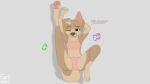  16:9 2022 anthro bald bra canid canine canis card_game cleavage_cutout clothed clothing digital_media_(artwork) domestic_dog english_text female furvie gaming grey_background hi_res keyhole_bra keyhole_clothing keyhole_underwear laura_(furvie) leg_markings looking_at_viewer lying mammal markings on_back panties pawpads paws pink_bra pink_clothing pink_panties pink_underwear presenting simple_background smile socks_(marking) solo text training_bra underwear underwear_only widescreen young 