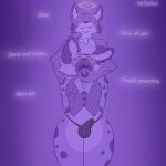  anthro balls bow_tie butler clothed clothing dib_(dibtheyeen) dibtheyeen domestic_cat duo erection erection_under_clothing eye_roll fangs felid feline felis fur genitals hyaenid hypnosis looking_down male male/male mammal mind_control mouth_play open_mouth penis purple_background simple_background skimpy smile spots spotted_body spotted_fur teeth text thong tongue topwear underwear vest 