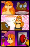 2019 absurd_res anthro apricot_(viroveteruscy) bed belly big_breasts blush bondage_gear bottomwear bouncing_breasts breasts buckteeth button_(disambiguation) chubby_female clothing comic douglas_buttons duo english_text eyewear female furniture glasses hi_res lagomorph male mammal navel open_mouth pika red_eyes rodent sciurid slightly_chubby sound_effects sweater teeth text topwear viroveteruscy warning_cream_filled 