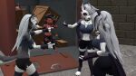  3d_(artwork) absurd_res angry anthro arguing bandai_namco bonepie box canid canid_demon canine clone clothed clothing container demon digimon digimon_(species) digital_media_(artwork) engineer_(team_fortress_2) female feral gesture group guilmon hellhound helluva_boss hi_res human humor imp joke loona_(helluva_boss) male mammal medium_truck middle_finger millie_(helluva_boss) pointing pointing_at_another sentry_gun_(team_fortress_2) source_filmmaker team_fortress_2 tiny_desk_engineer truck_(vehicle) valve van vehicle video_games 