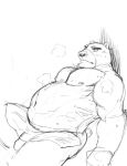  2022 anthro belly blush bodily_fluids genitals hi_res ikaring kemono male mammal musclegut nipples overweight overweight_male penis sketch solo sweat towel ursid 