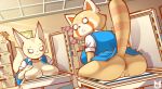  aggressive_retsuko ailurid anthro biped bodily_fluids bottomwear box breasts canid canine caught_off_guard clothing container duo embarrassed female fennec fenneko fox genitals hi_res looking_at_viewer mammal nipples office pussy raised_tail red_panda retsuko sanrio scanner skirt sweat tophatmahoney 