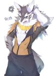  absurd_res anthro canid canine canis clothed clothing fur grey_body grey_fur hi_res jackal jewelry lifewonders male mammal necklace open_clothing open_shirt open_topwear pecs sakehabera seth_(tas) shirt solo tokyo_afterschool_summoners topwear video_games 