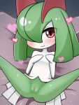  blush female genitals green_body hi_res humanoid kirlia looking_at_viewer medi_cal nintendo pok&eacute;mon pok&eacute;mon_(species) pussy solo video_games 