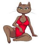  anthro bedroom_eyes breasts cleavage clothed clothing dbaru domestic_cat eyelashes eyeshadow felid feline felis female fur green_eyes half-closed_eyes looking_at_viewer makeup mammal metro-goldwyn-mayer narrowed_eyes pink_nose red_clothing red_swimwear seductive simple_background smile solo spread_legs spreading stripes swimwear tan_body tan_fur thick_thighs tom_and_jerry whiskers white_background yvonne_jockalong yvonne_jockalong_(the_beach_bully) 