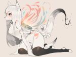  2018 amaterasu anthro bangs black_clothing black_footwear black_legwear black_socks black_thigh_highs black_thigh_socks breasts canid canine capcom clothed clothing deity digital_media_(artwork) eyelashes female footwear fredek666 fur grey_eyes hair legwear long_hair mammal simple_background socks solo thigh_highs thigh_socks video_games white_body white_fur white_hair ōkami 