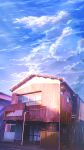  blue_sky building cloud cloudy_sky highres house no_humans original scenery sky smile_(qd4nsvik) stairs sunlight window 