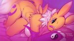  anthro bandai_namco bedroom_eyes big_breasts black_sclera blue_eyes breasts dialogue digimon digimon_(species) dipstick_tail female fur hi_res lying markings narrowed_eyes neck_tuft nude on_side renamon seductive solo tail_markings text tuft yellow_body yellow_fur yourdigimongirl 