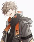  1boy alban_knox dhfz181 grey_eyes hair_ornament heterochromia highres light_brown_hair looking_at_viewer male_focus nijisanji nijisanji_en short_hair simple_background smile white_background yellow_eyes 