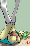  anthro bare_thighs blue_clothing blue_panties blue_underwear bottomwear bra brown_hands butt clothing dipstick_ears dipstick_limbs eeveelution female footwear furry green_bra green_clothing green_ears green_hair green_underwear hair hand_on_leg hand_on_thigh how-about inner_ear_fluff knee_highs knee_socks leaf leaf_hair leafeon leg_grab legwear looking_at_viewer lying multicolored_ears nintendo on_back panties pattern_clothing pattern_footwear pattern_legwear pattern_socks plant plant_hair pok&eacute;mon pok&eacute;mon_(species) pose presenting presenting_hindquarters pseudo_hair relaxed_expression relaxing socks solo striped_clothing striped_footwear striped_socks stripes suggestive thigh_grab topwear tuft underwear video_games white_clothing white_footwear white_socks yellow_body 
