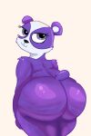  2022 anonymous_artist anthro big_butt butt female fur giant_panda grey_eyes hasbro hi_res huge_butt littlest_pet_shop looking_at_viewer looking_back looking_back_at_viewer mammal penny_ling purple_body purple_fur simple_background smile solo ursid white_background 