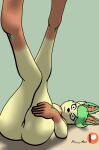  anthro bare_breasts bare_chest bare_thighs barefoot bottomless braless brown_feet brown_hands butt clothed clothing dipstick_ears dipstick_limbs eeveelution feet female furry genitals green_ears green_hair hair hand_on_leg hand_on_thigh how-about inner_ear_fluff inviting leaf leaf_hair leafeon leg_grab looking_at_viewer lying multicolored_ears nintendo nipples nude on_back pink_nipples plant plant_hair pok&eacute;mon pok&eacute;mon_(species) pose presenting presenting_hindquarters presenting_pussy pseudo_hair pussy relaxed_expression relaxing solo squish thigh_grab thigh_squish tuft video_games yellow_body 