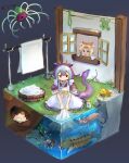  2girls animal_ears apron ash_blossom_&amp;_joyous_spring blonde_hair blue_hair cat_ears cross-section dragon_girl dragon_tail dress duel_monster frog grass hatano_kiyoshi highres laundry_basket laundry_dragonmaid laundry_pole multiple_girls open_window paleozoic_dinomischus paleozoic_opabinia paleozoic_pikaia purple_hair short_hair sleeves_rolled_up swap_frog tail toadally_awesome washing_clothes window yu-gi-oh! 