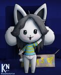  absurd_res bottomless clothed clothing female fur genitals hi_res kawaneodymium open_mouth pussy shirt solo tem temmie_(undertale) topwear undertale undertale_(series) video_games white_body white_fur 