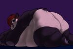  2022 anthro areola big_areola big_butt butt butt_focus calorie female fur giant_panda hair hand_on_butt hi_res huge_butt lying mammal nipples obese obese_anthro obese_female on_front overweight overweight_anthro overweight_female simple_background solo thick_thighs ursid wide_hips 