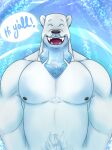  ambiguous_background anthro armpit_hair beard beartic black_nipples black_nose body_hair eyes_closed facial_hair fur fur_tuft hands_behind_back ice male mammal musclegut muscular muscular_male nintendo nipples pecs pok&eacute;mon pok&eacute;mon_(species) polar_bear pubes smile solo speech_bubble teeth tuft unknown_artist ursid ursine video_games white_body white_fur 