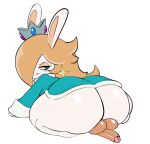  anthro balls big_butt blonde_hair blue_eyes butt clothing crown dress genitals hair hi_res huge_butt kingofacesx kneeling lagomorph leporid looking_back male mammal mario_plus_rabbids_sparks_of_hope nintendo penis penis_backwards rabbid rabbid_rosalina rabbit raving_rabbids rayman_(series) solo thick_thighs tiara ubisoft video_games 