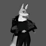  1:1 2022 absurd_res adlerokonma animal_conquest animal_humanoid anthro belt belt_buckle black_and_grey black_and_white buckle canid canid_humanoid canine canine_humanoid canis cigarette clothed clothing crossgender digital_drawing_(artwork) digital_media_(artwork) eyebrows eyeshadow female fox fox_humanoid fur grey_background greyscale hair hi_res humanoid jacket latex_clothing latex_legwear lipstick looking_at_viewer makeup mammal mammal_humanoid monochrome open_mouth portrait raised_eyebrows red_fox shaded simple_background smoking solo three-quarter_portrait todd_morales topwear undressing 