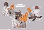  &lt;3 2022 4_fingers anthro blush business_attire business_suit businesswear canid canine canis cheek_tuft clothed clothing dialogue diane_foxington digital_media_(artwork) dreamworks duo ears_back ears_down ears_up english_text eyebrow_piercing facial_piercing facial_tuft female fingers fluffy fox fur green_eyes grey_body grey_fur grin inner_ear_fluff kissing_cheek korean_text male male/female mammal mr._wolf_(the_bad_guys) necktie nosugarnohoney open_mouth orange_body orange_fur piercing pivoted_ears simple_background smile speech_bubble suit tail_motion tailwag teeth text the_bad_guys tuft wolf yellow_sclera 